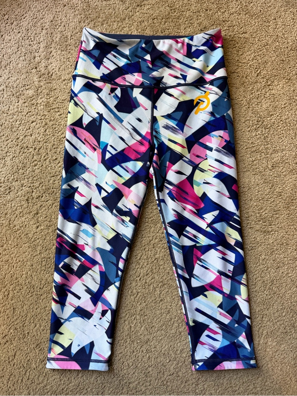 Wear It To Heart x Peloton Multi-Color Abstract Cropped Performance Leggings
